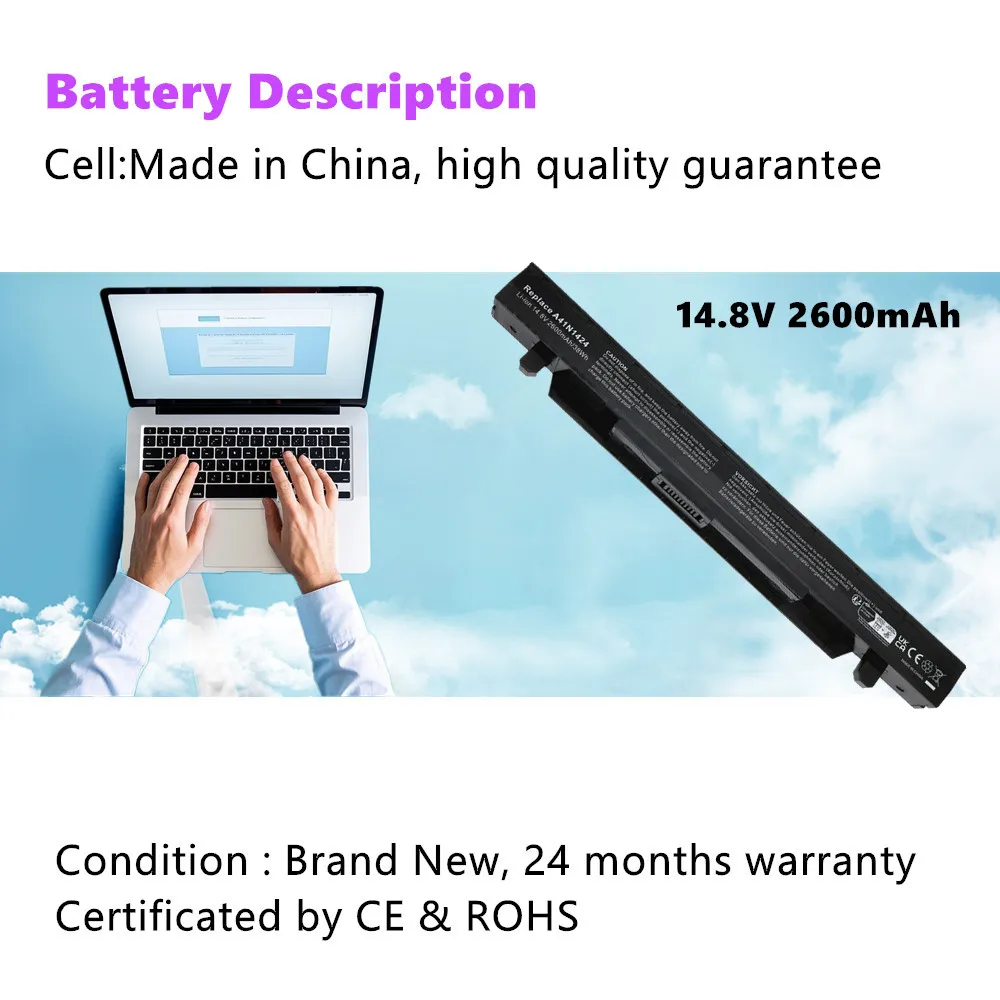 Фото Аккумулятор для ноутбука A41N1424 для ASUS Rog GL552 GL552V GL552J ZX50 ZX50J ZX50JX ZX50V FX-PRO FX71PRO FX-PLUS FX-PLUS A4INI424 №3