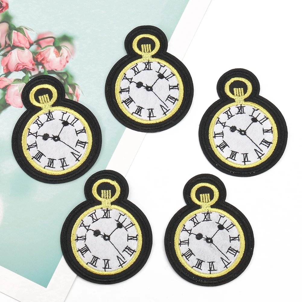 2PCS Vintage Pocket Watch Styling Patches Fashion Jackets Sweaters Clothes Bags Scrapbooking Decoration Repair Accessories