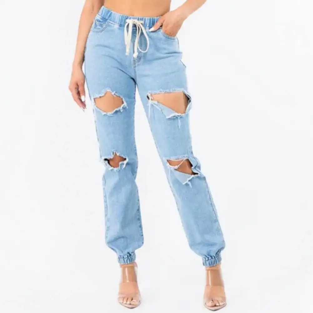 

Breathable Shrink Resistant Elastic Waist Skinny Denim Pants for Shopping
