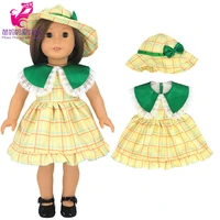 baby doll checkered dress with lotus leaf collar 18 inch girl doll retro dress with hat toys clothes