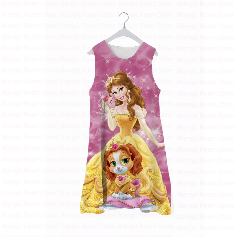 Купи Disney Princess Cinderella Print Dress Girls Fantasy Princess Dress Costume Kids Casual Round Neck Sleeveless Summer Dress за 197 рублей в магазине AliExpress
