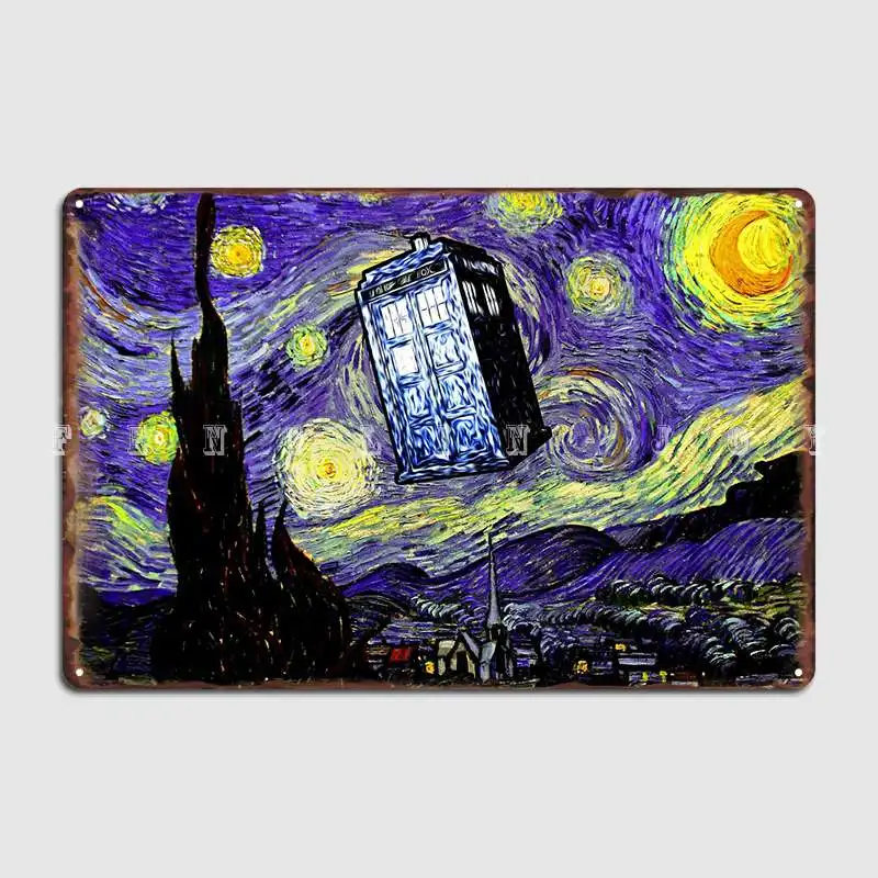 The Tardis In Starry Night Доктор Кто металлический плакат на стену пещера паб гараж