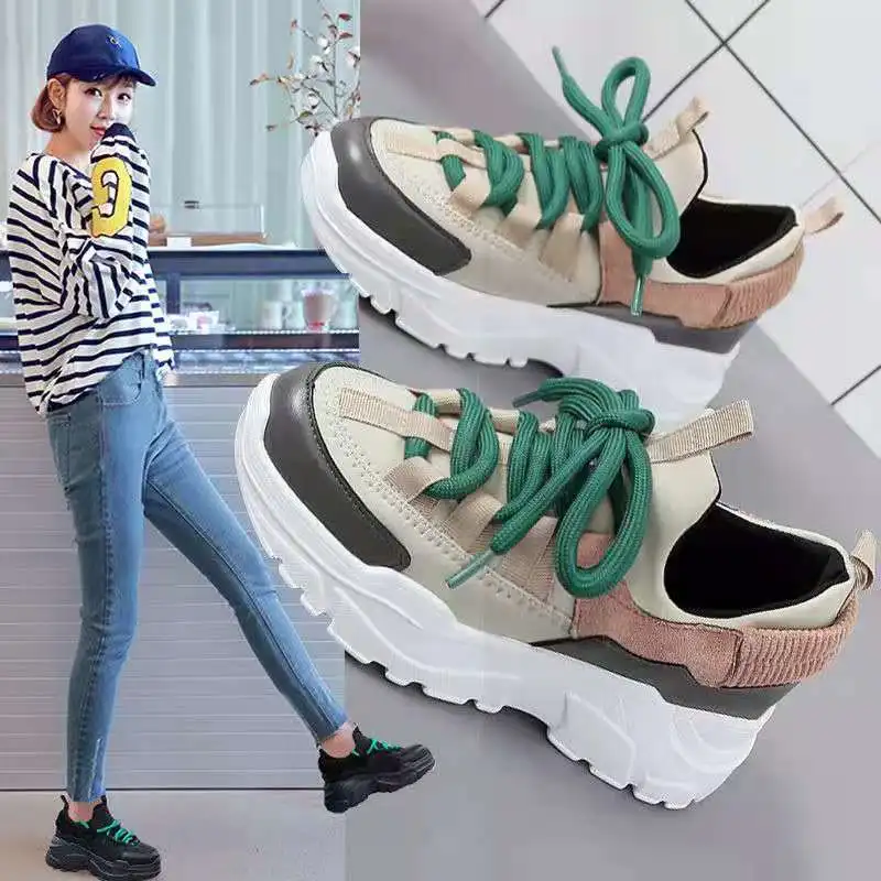 

2021 Autumn New Designer Sneakers Women Platform Casual Shoes Fashion Sneakers Lace-Up Casual Chunky Shoes Outdoor Casual Shoes