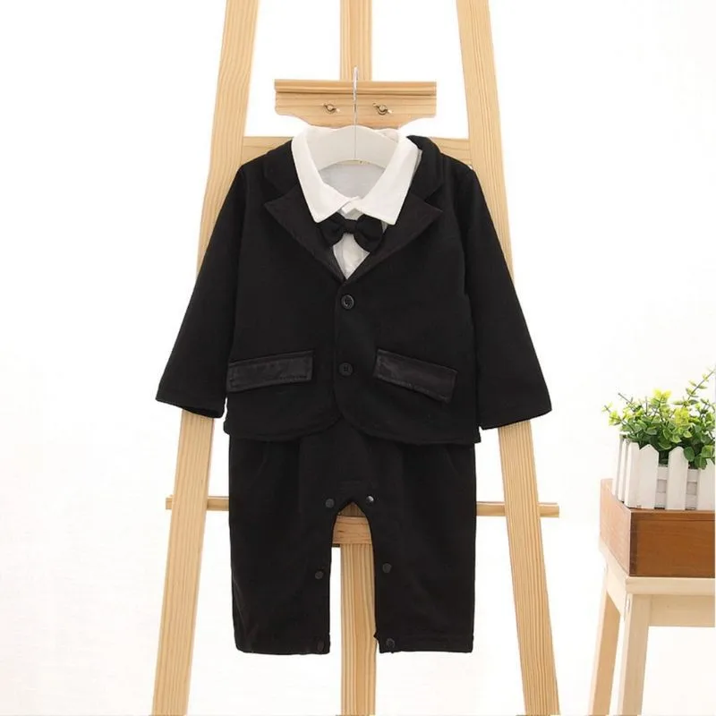 

Gentleman Boss Baby Clothes Kids Boy Suit Set Toddler Romper Bodysuit with Coat New Born for Boys Birthday Formal Wedding Party