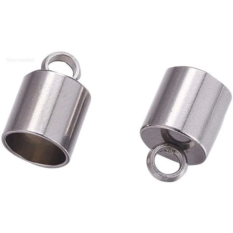 

100pcs 304 Stainless Steel Cord Ends Caps Jewelry Findings Cord Terminators Silver Tones Cord Tips for Bracelet Jewelry Making