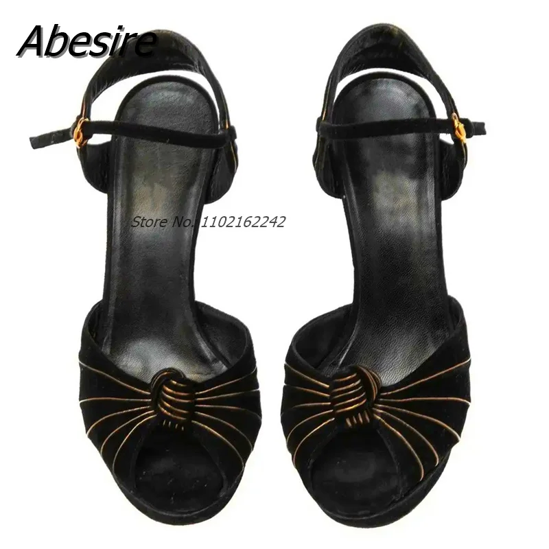 Black Platform Open Toe High Heel New Designer Brand Platform Open Toe Buckle Strap High Heels For Women Summer Sexy Ladies