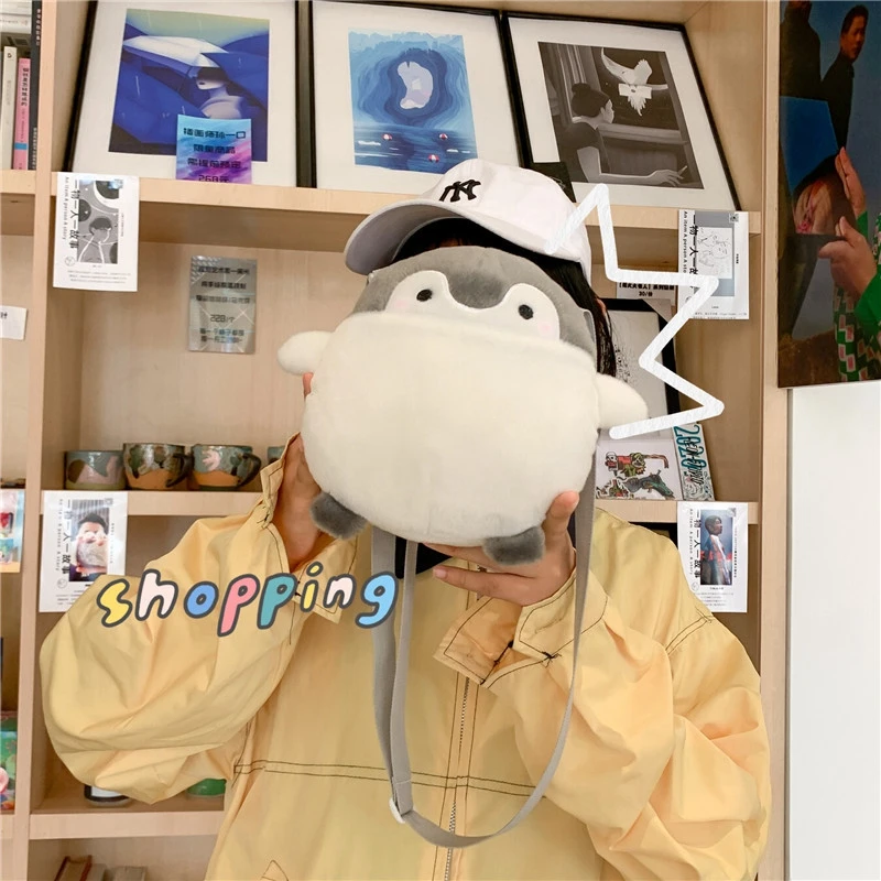 penguin messenger bag women cute Crossbody shoulder bag cartoon ins doll toy plush bag Soft Coin Purse Gift For Little Girl