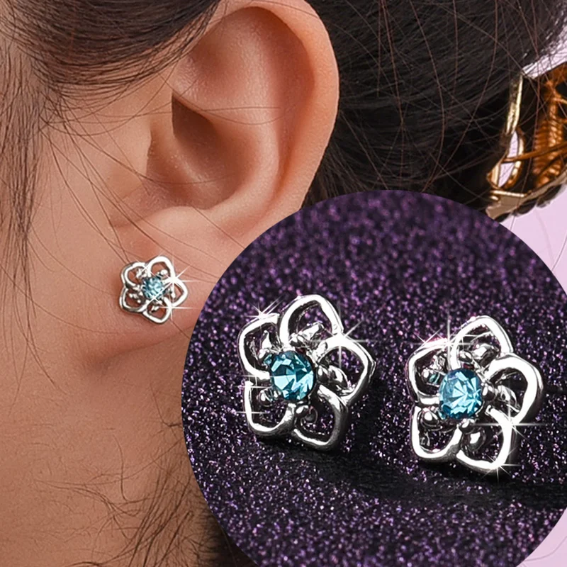 

Fashion Zircon Metal Geometric Flower Women Stud Earrings Senior Simple Stud Earring Commuting Daily Fashion Jewelry Accessories