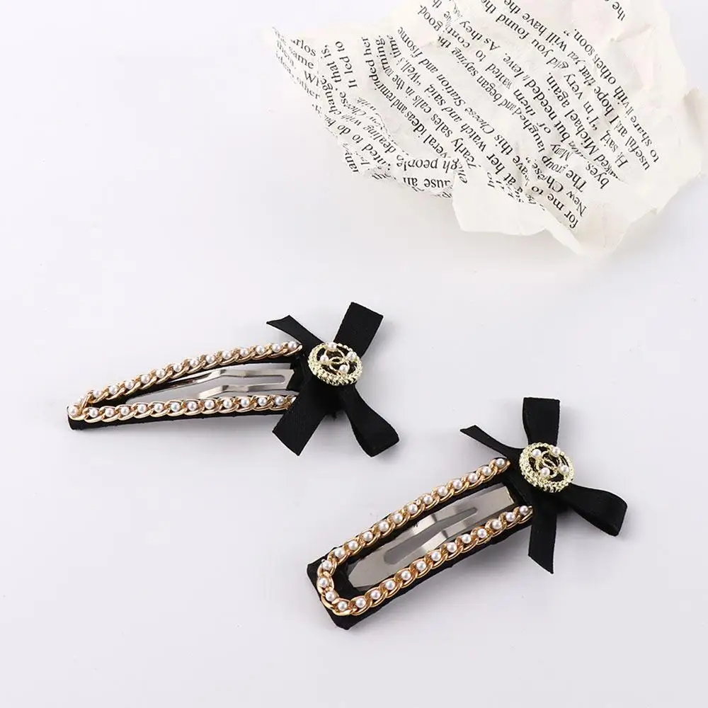 

Temperament Wild Square Bow Cloth Girls Pearl BB Clip Korean Style Hairpins Women Hairpin Hair Clip