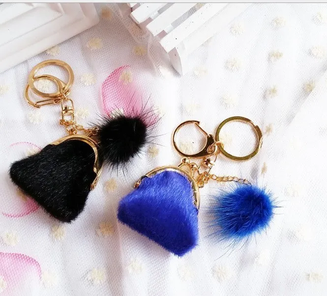 Small Change Storage Bag Key Chain Ladies Hand Mink Tassel Women's Bag Mini Mobile Phone Coin Purse Key Chain Gift