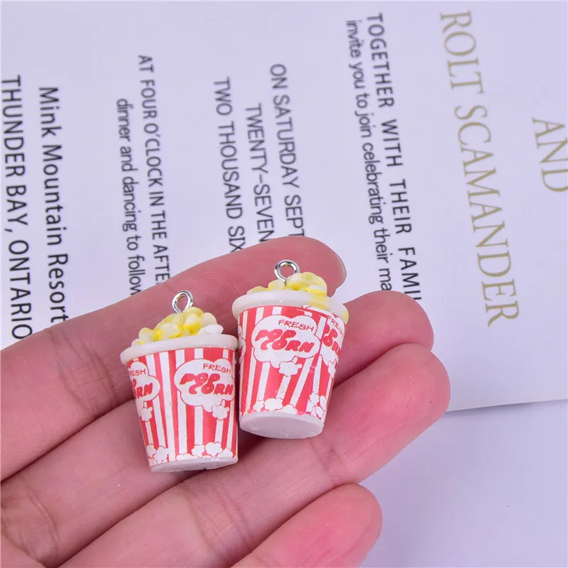 Смешанный цвет 10шт/упаковка 3D кукуруза попкорна пластиковые подвески для сережек, брелоков, ожерелий, подвесок, ювелирных изделий, для поиска телефонного шнура DIY.