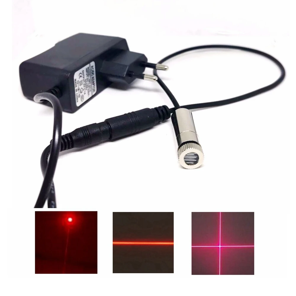 Adattatore Di Alimentazione Ca 5V 650Nm 100Mw Modulo Diodo Laser Rosso Focalizzabile Dot Line Cross Beam 12*35Mm