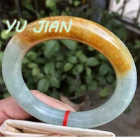 exquisite natural jadeite bracelet ice kind round rod yellow color size 11mm jade bangles high quality handring perfect jewelry