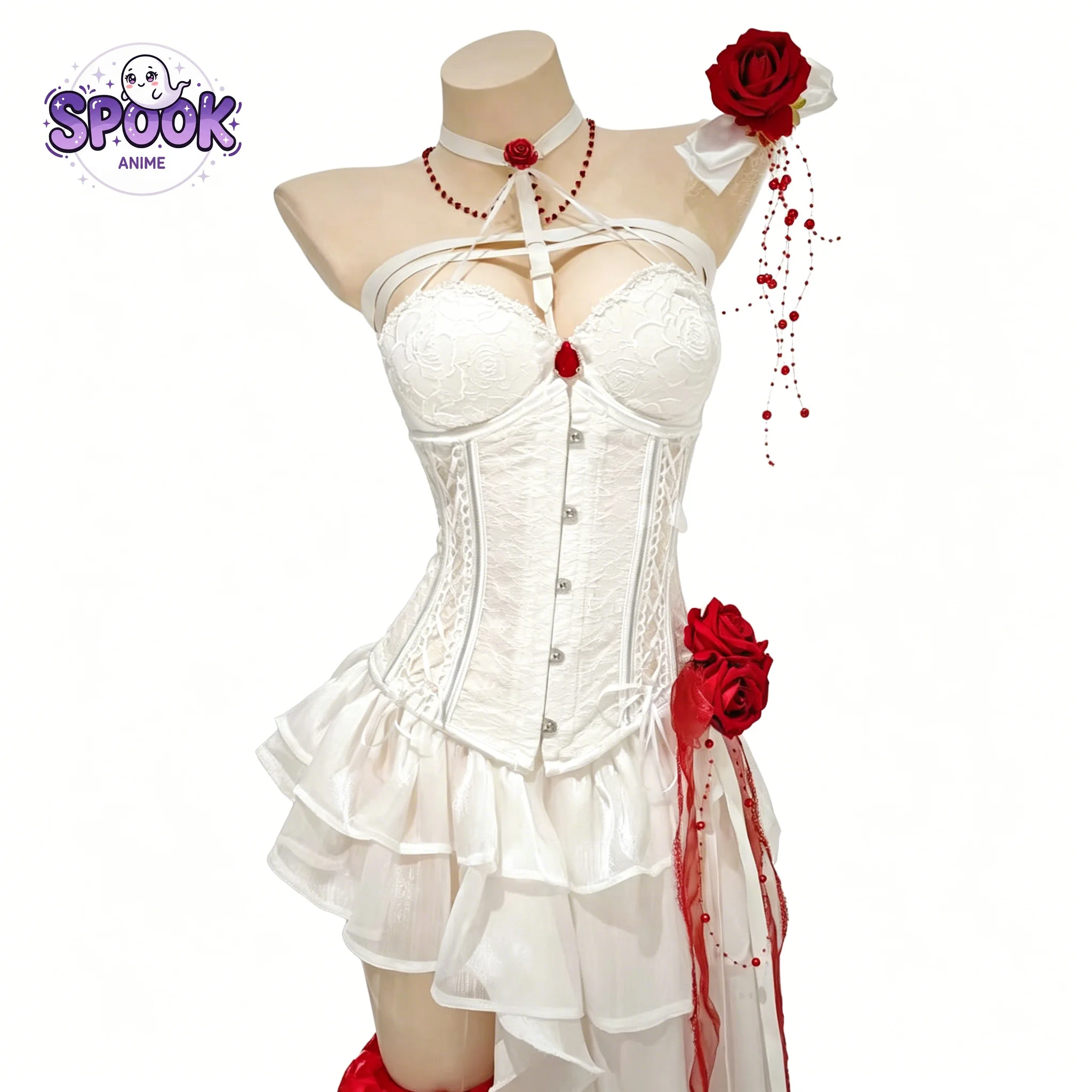 Фото Костюм для косплея Mihara White Wedding Corset Dress Bond Chain Nikke, полный комплект для женщин, для Хэллоуина, ролевых игр, аниме-наряд №1