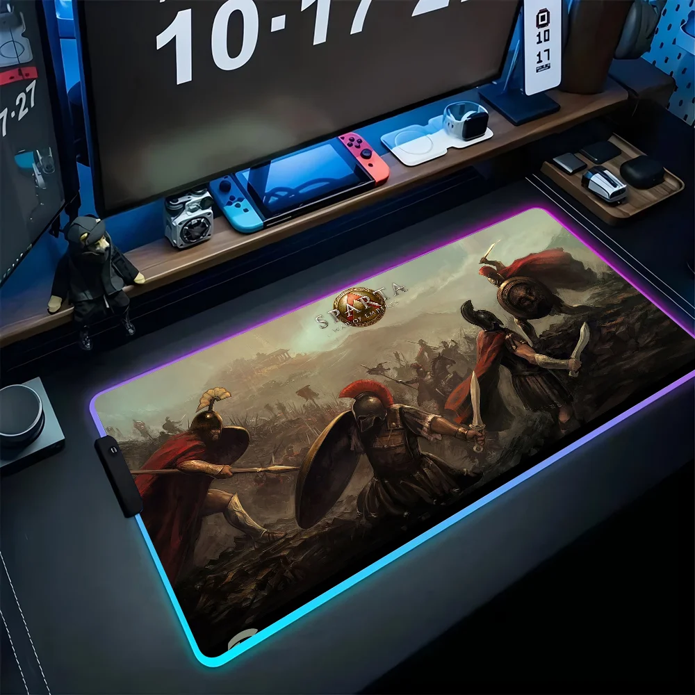 1 шт. Спартанский напольный коврик XXL RGB игровые коврики для мыши HD черный