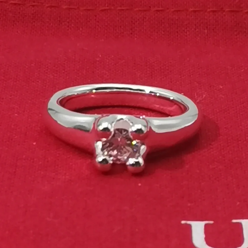 2024 испанское новое милое и ослепительное ежедневное кольцо с белым кристаллом