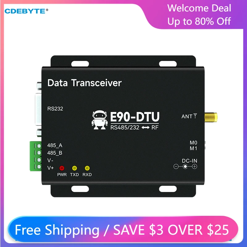 

CDEBYTE LoRa 30dBm Modem RS232 RS485 433MHz RSSI Relay IoT Uhf Wireless Transceiver Module DC 8V-28V RF Transmitter and Receiver