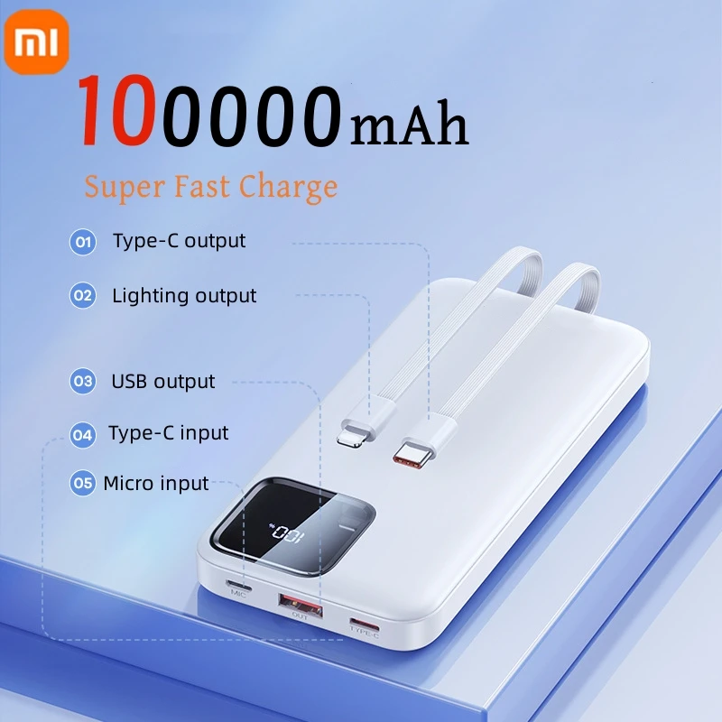Xiaomi 100000 mAh Power Bank высокой емкости 22 5 Вт Powerbank с быстрой зарядкой Портативное
