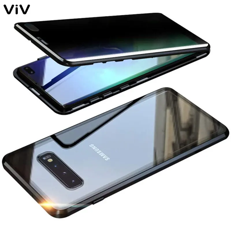 

Anti Peeping Magnetic Double Privacy Metal Bumper Glass Case for Samsung Galaxy S10 S20 S21 S22 Plus Note 20 Ultra Antispy Cover