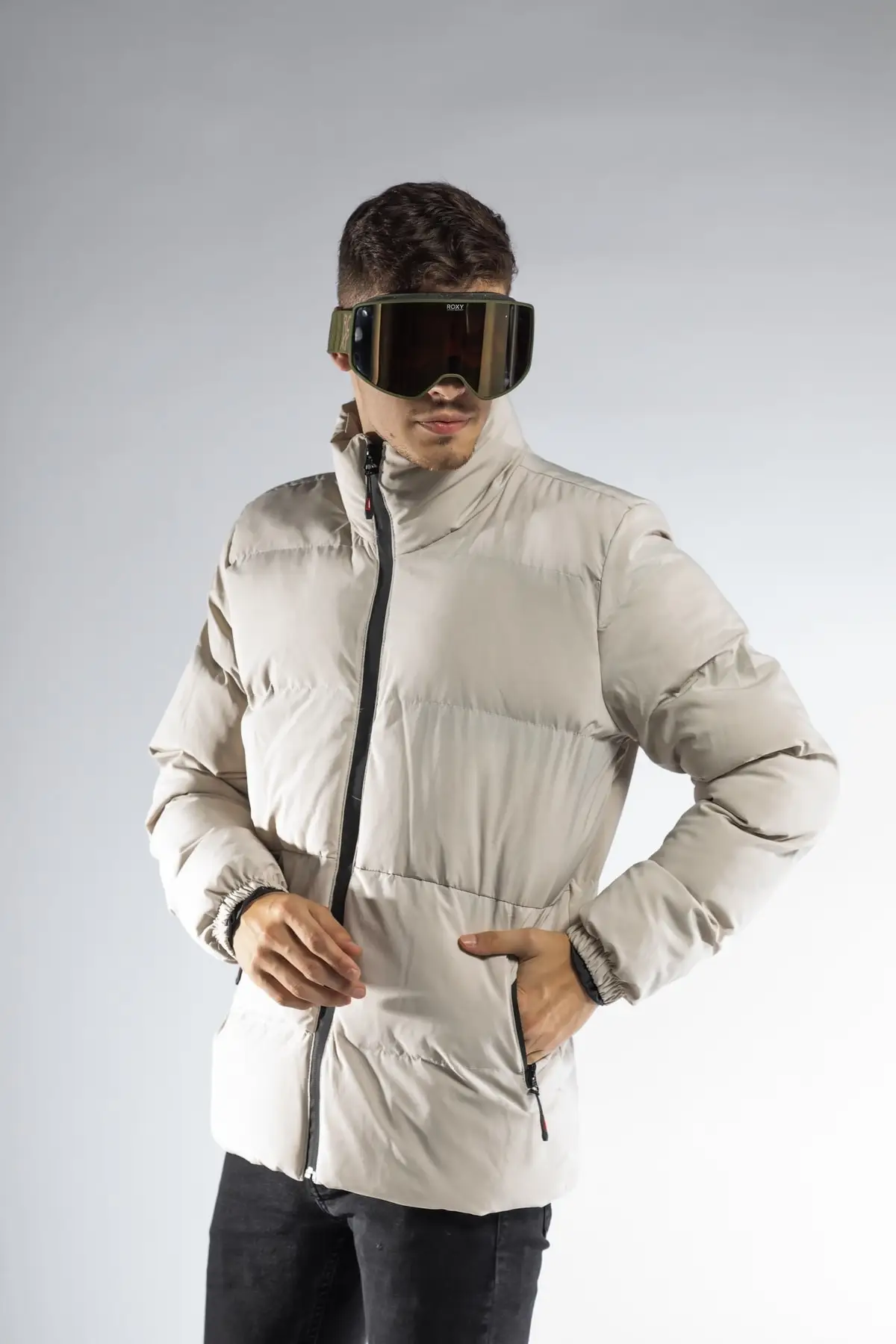 New Season Beige Hoodless Waterproof And Windproof Men's Coat