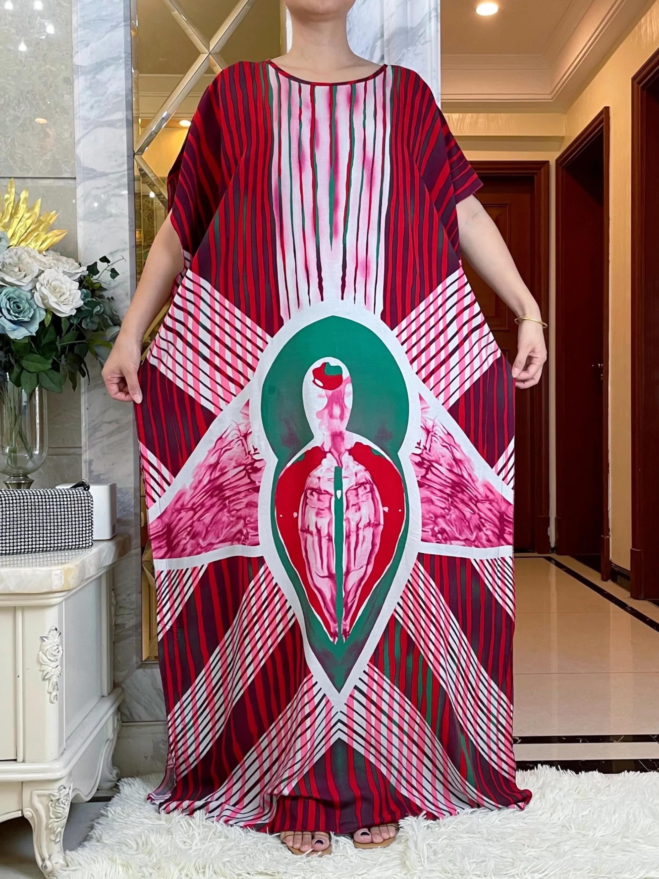 Мусульманская мода летние платья с коротким рукавом цветной цветочный принт Boubou