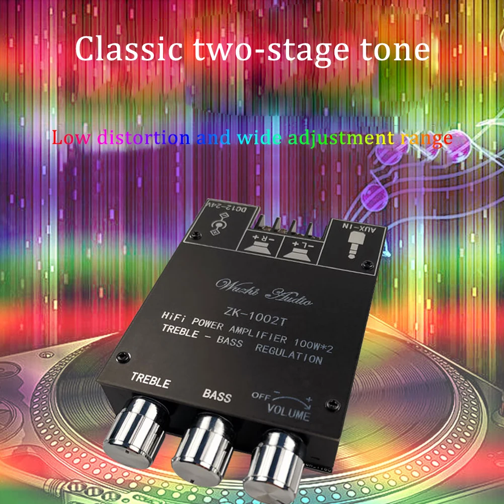 ZK-1002T Bluetooth усилитель HIFI 2 0 каналов 100Wx2 домашний стерео сабвуфер