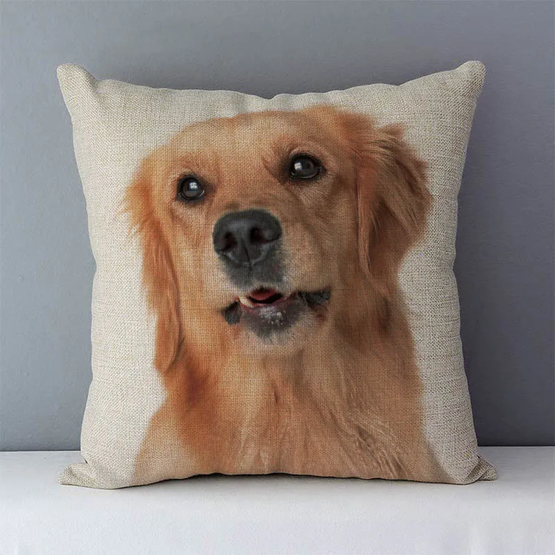 

Labrador Dog Cushion Cover 45*45cm Home Decorative Pillowcase Throw Pillow Covers For Sofa Bed Seat Back Cushions Flax Linen
