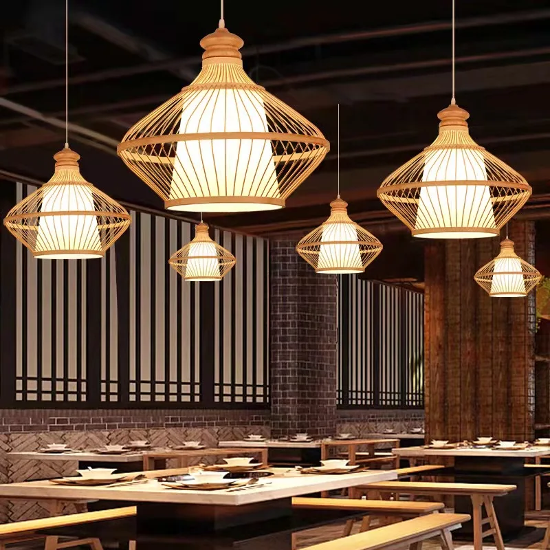 Художественная Потолочная люстра из бамбука ручной работы домашняя Садовая