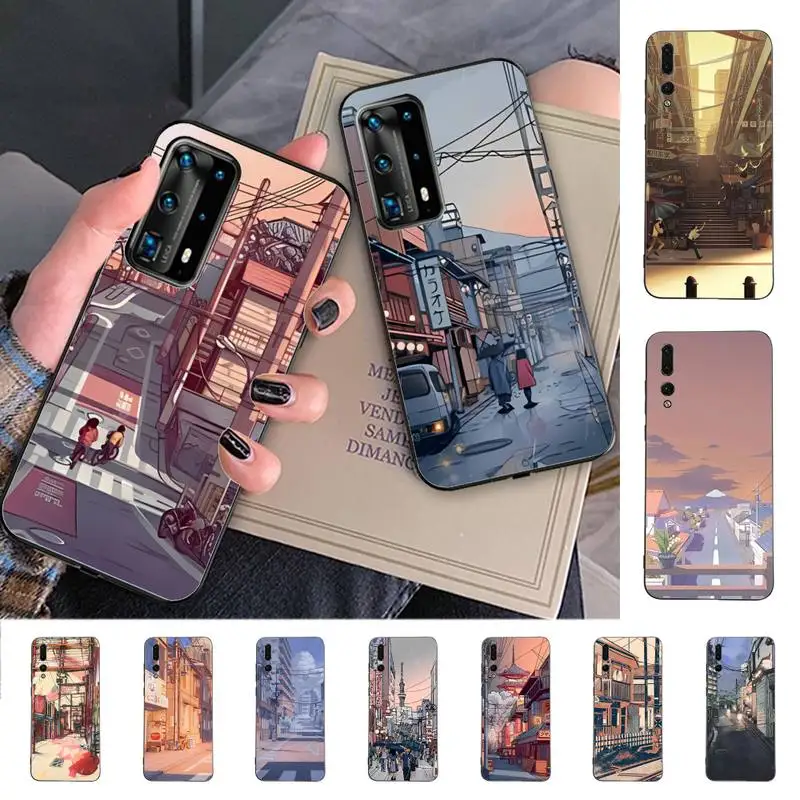 

Japanese Anime Hand Painted House scenery Phone Case for Huawei P30 40 20 10 8 9 lite pro plus Psmart2019