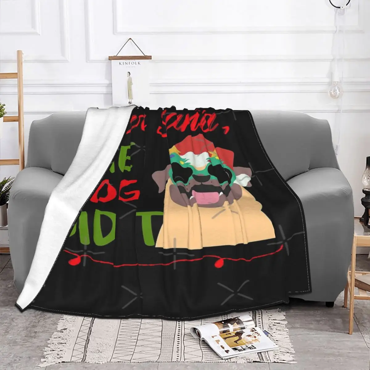 Манта с капюшоном для кемпинга принтом Санта-Клауса собаки пляжа