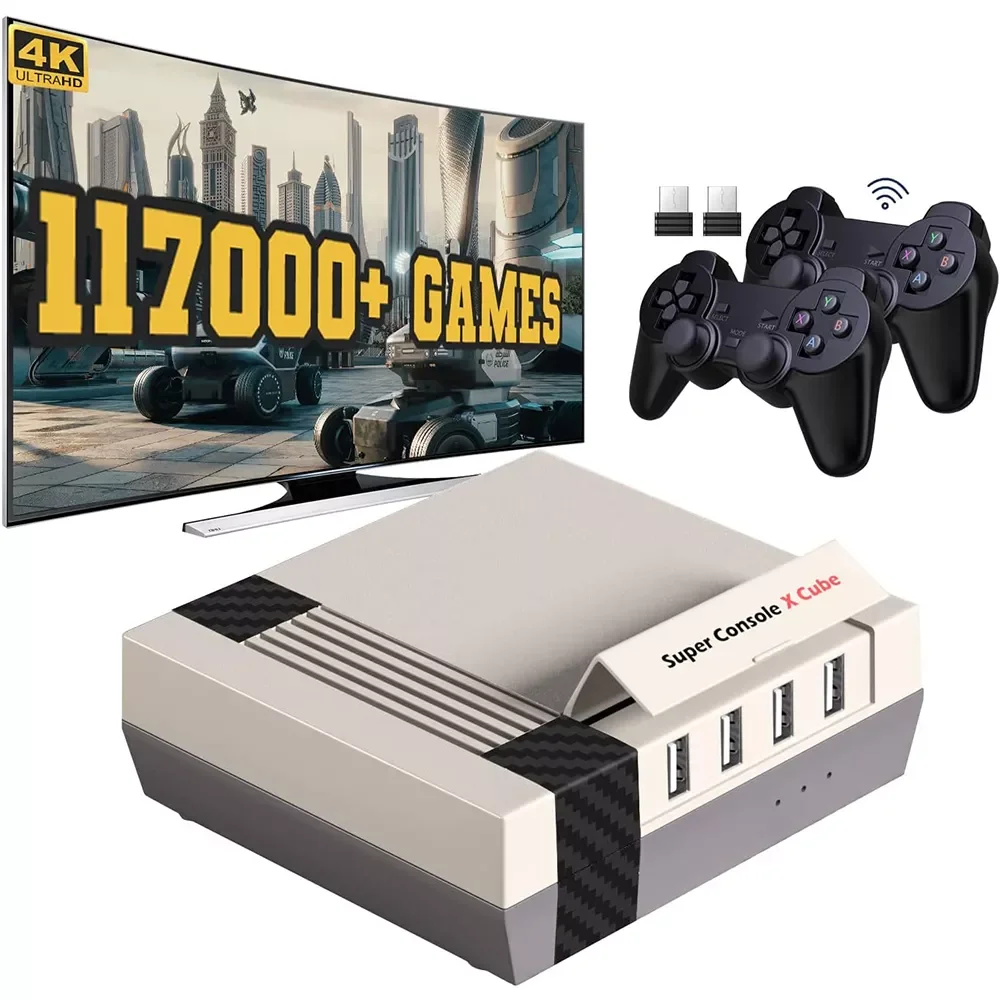 

Super Console X Cube Retro Video Game Consoles Pre-load to 117,000+ Games,70+Emulators,Support Multi-players