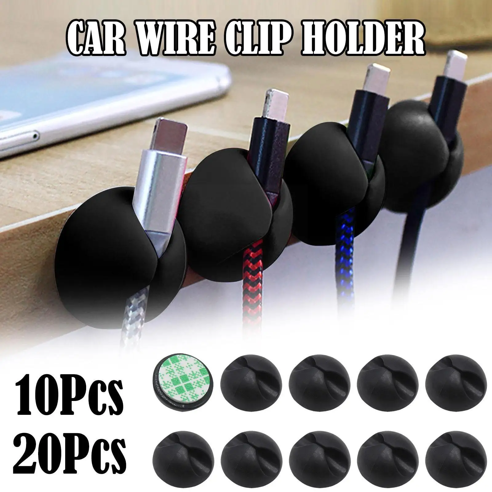 

10/20pcs Car Wire Tie Clip Fixer Organizer Clamp Cord Computer Fastener Accessories Cable Line Holder Usb Car Line K6u5
