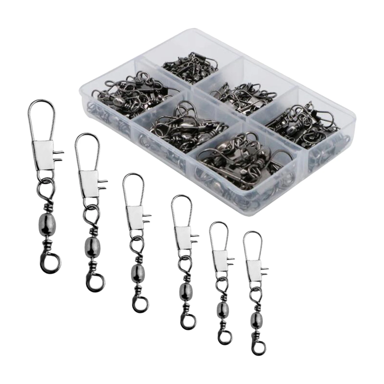 

100x Ball Bearing Swivel with Interlock Fishing Line Connector Trolling Snap