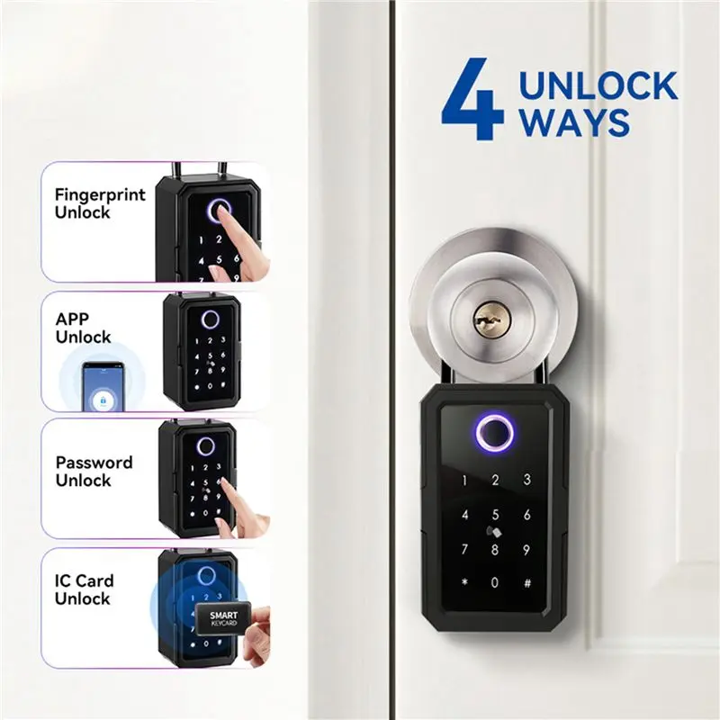 Фото 3X Умный ящик для ключей с замком Ttlock Wifi, электронный замок, водонепроницаемый, настенный, с функцией распознавания отпечатков пальцев, ящик для хранения ключей - Y41A №5