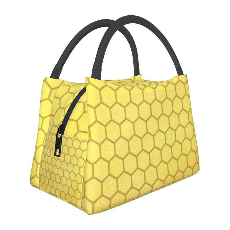 

Honeycomb Marble Pattern Thermal Insulated Lunch Bags Women Honey Bee Portable Lunch Tote for Office Storage Meal Food Box