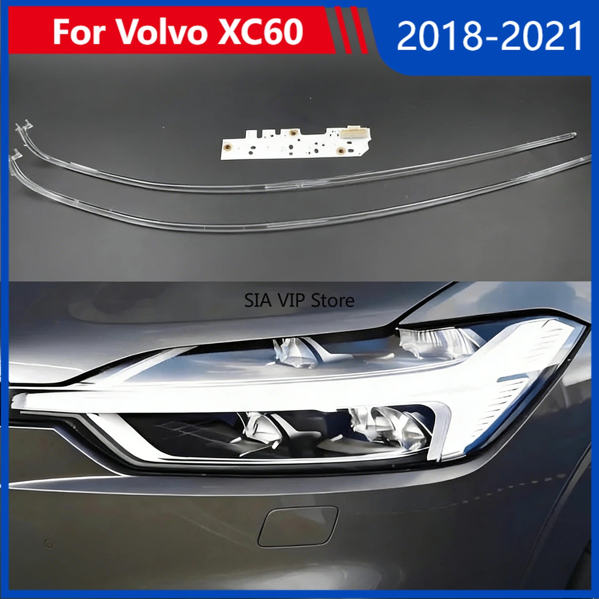 Фото Автомобильные фары для Volvo XC60 2018-2021, белый свет, направляющая полоса DRL, передняя фара, модуль балласта «ангельский глаз», светодиодный источник света №1