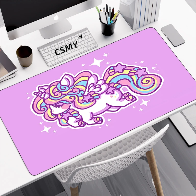 

Большой коврик для мыши в стиле аниме Xxl, игровой коврик для мыши, милый мультяшный единорог, коврик для клавиатуры, Защитный Настольный ковр...