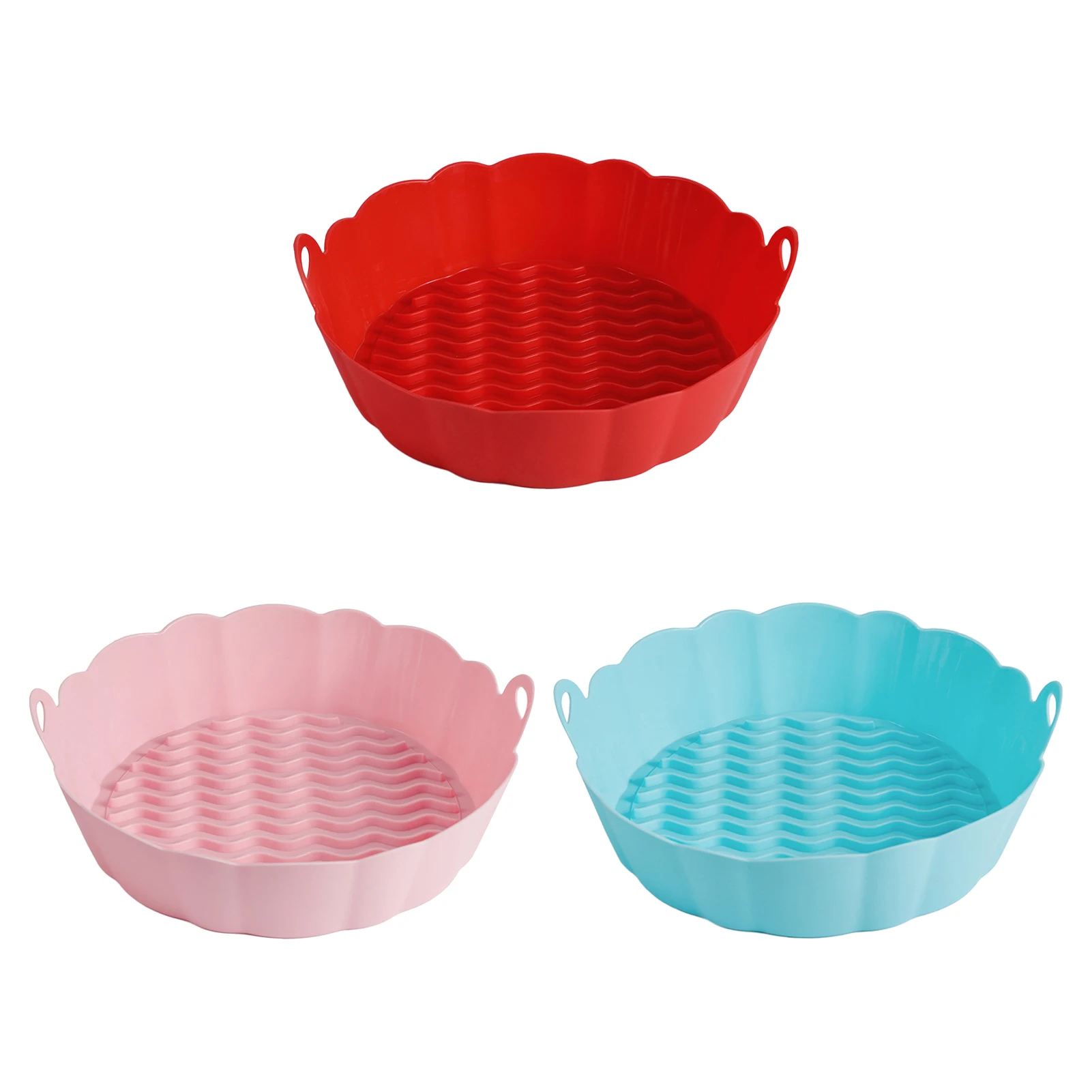 

3pcs Heat Resistant Food Safe Air Fryer Silicone Pot Kitchen Round Reusable Liners Basket Non Stick Baking Fried Chicken Cooking