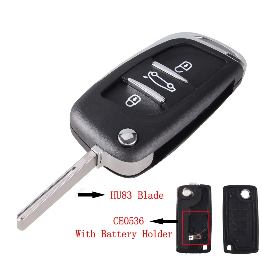 

KEYYOU для Peugeot 207 307 407 408 для Citroen C4 C2 CE0536 CE0523 Φ 2/3BT, Модифицированная Filp корпус автомобильного ключа дистанционного управления HU83/VA2 Blade