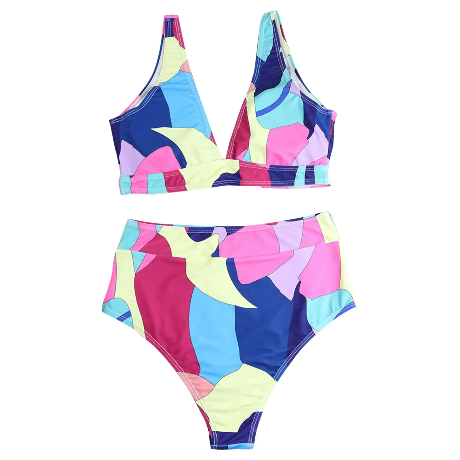 

Swimwear Color Swimsuit Stitching Beachwear Bikini Bra Set Print Women's Filled Swimwears Tankinis Swimwears tankinis Beachwear