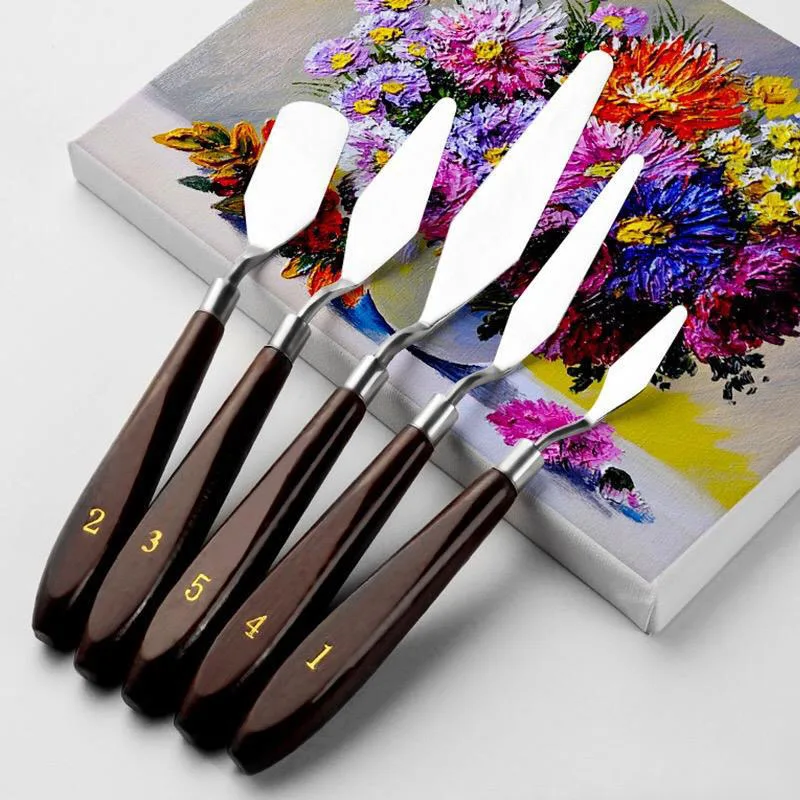

5Pcs/set Stainless Steel Oil Painting Knives Artist Crafts Spatula Palette Knife Mixing Knife Scraper Art Tools