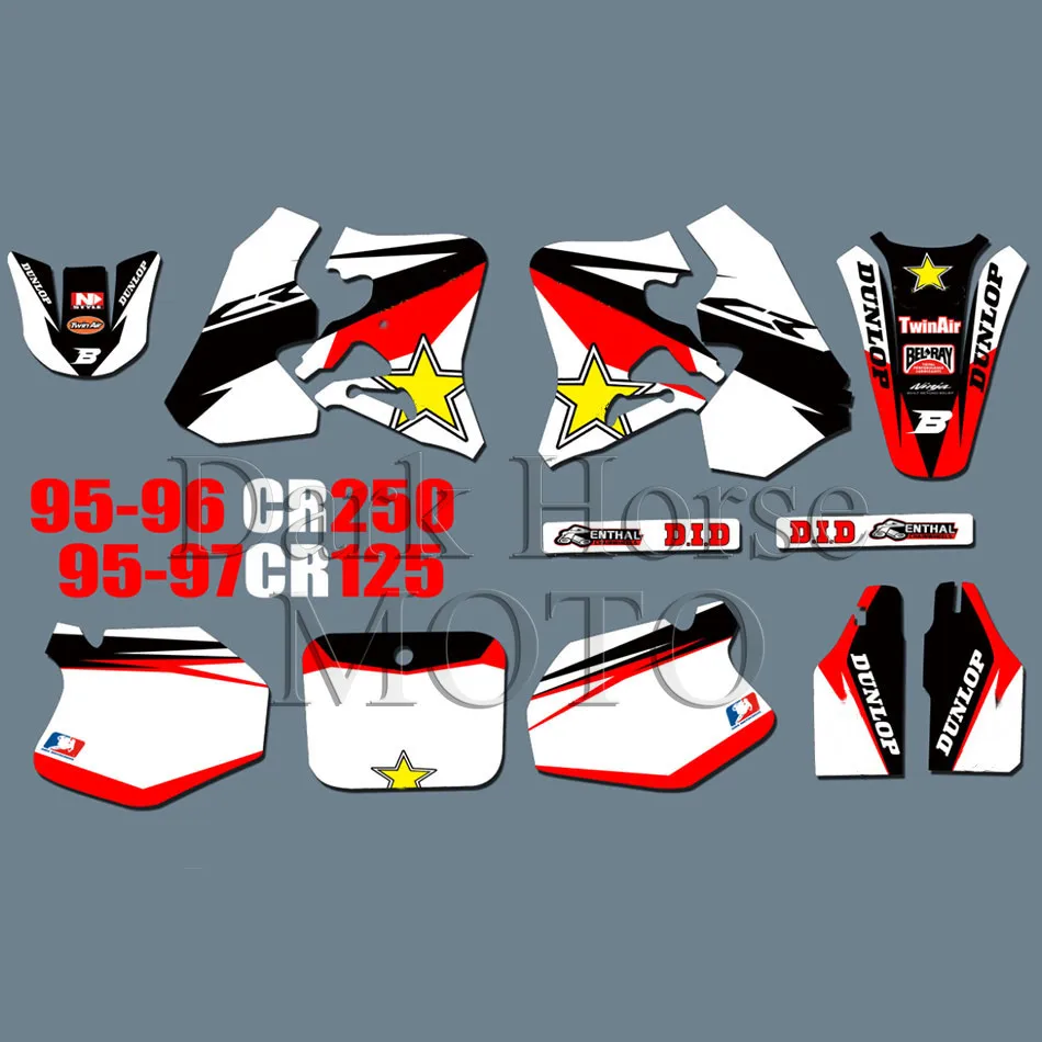 

For Honda CR250 CR 250 1995 1996 CR250R TEAM DECALS GRAPHICS BACKGROUNDS Stickers for Honda CR125 CR125R 1995 1996 1997 CR 125