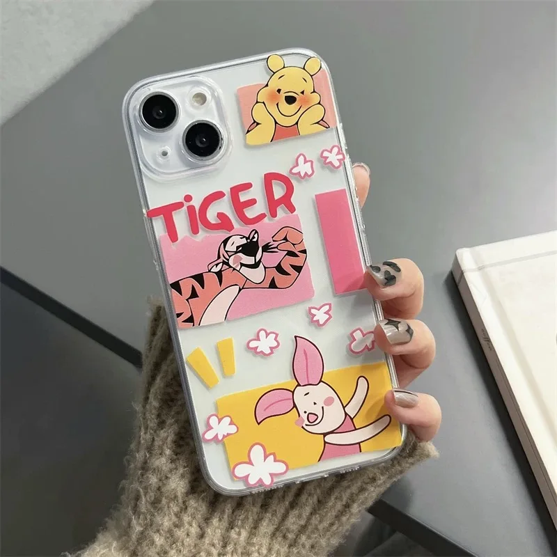 Чехол для телефона Cute Disneies Winnie IPhone 16 15 14 13 12 11 Mini Pro Max X XR XSMax 7 8 Plus SE20 прозрачный