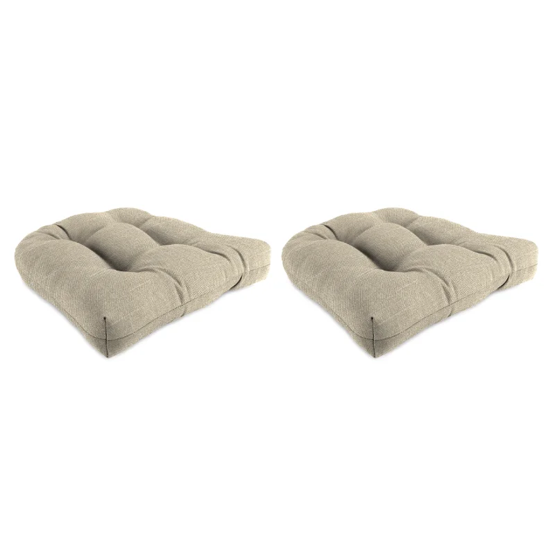 

18" x 18" Tory Bisque Tan Solid Square Tufted Outdoor Wicker Seat Cushion with Rounded Back Corners (2 Pack)