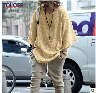 Однотонная простая Базовая футболка с низким вырезом и длинным рукавом мужской