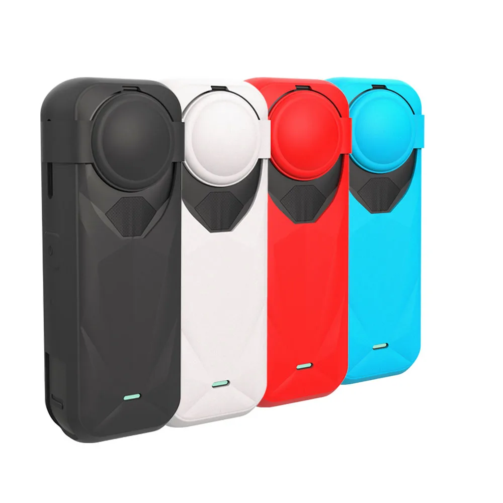 Фото Силиконовый защитный чехол для спортивной камеры Insta360 X5 и крышка объектива, аксессуары для защиты от царапин, черный, синий, красный №2