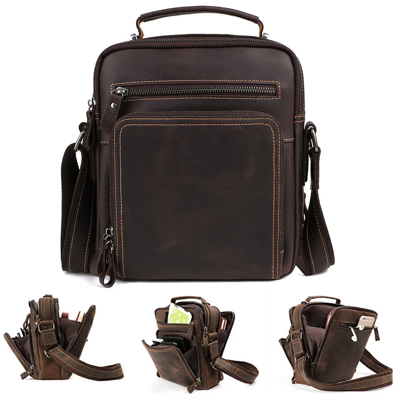 

Handbags Bags For Travel Sling Male Crossbody Leather Shoulder Messenger Genuine Business Retro Pack Top Men Layer Cowhide Bag