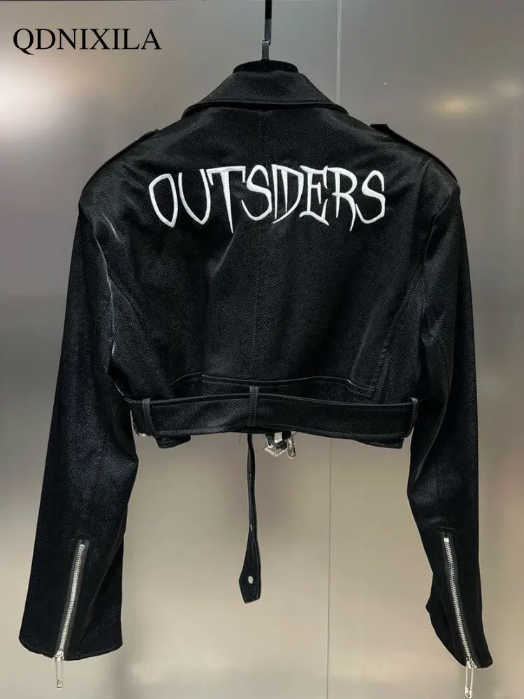 2023 Spring Jacket Women Y2k Black-and-white Plaid Contrast Stitching PU Leather Jacket Women New Outerwear Top Women UltraShort