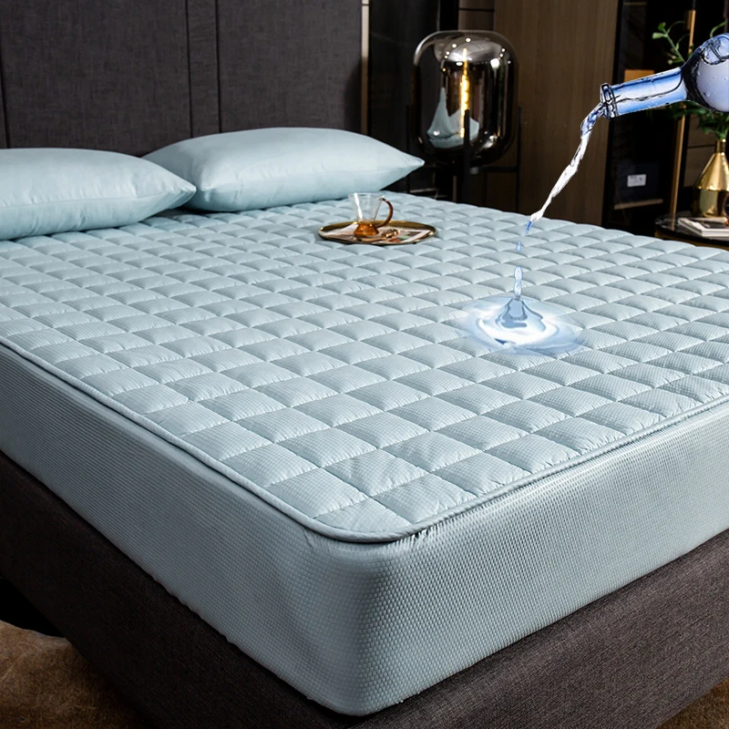 

Antibacterial Super Soft 100% Waterproof Fitted Sheet 180x200 Mattress Protector Cover Solid Color Quilted Bed pad Protector 1pc