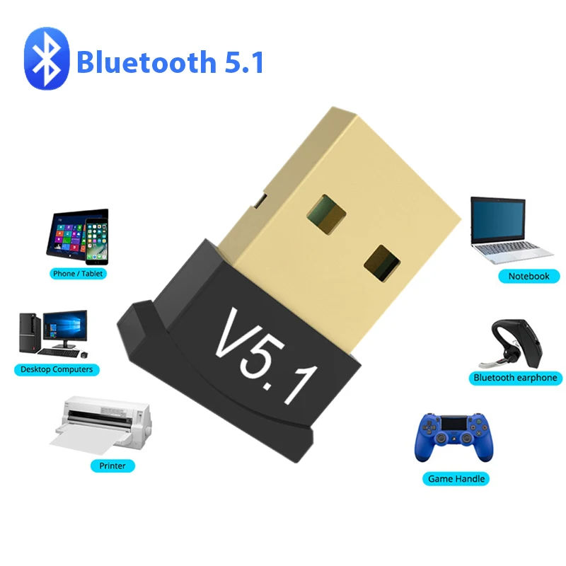 

USB Bluetooth 5.1 Adapter Transmitter Receiver Bluetooth Audio Bluetooth Dongle Wireless USB Adapter for Computer PC Laptop